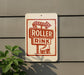 A sign for "Rocker Rink" with a roller rink symbol and an arrow pointing to the right.