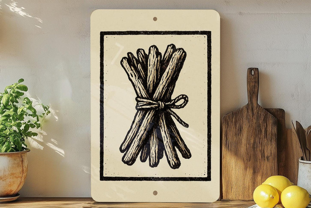 a wooden cutting board, a potted plant, and a bunch of lemons on a shelf.
