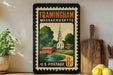 Framingham, Massachusetts postage stamp with a pastoral scene and a church steeple.