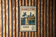 A vintage Hamilton postage stamp from the United States, featuring a statue of a man on a horse in front of a cityscape.
