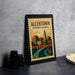 A framed postage stamp from Pennsylvania, featuring an illustration of the town of Allentown, Pennsylvania.