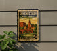 A vintage U.S. postage stamp depicting a scenic view of New York, with a bridge and buildings in the background.