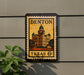 A vintage-style postage stamp featuring a building, with the text "DENTON TEXAS 6¢" printed on it.