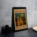 A framed poster of the San Sebastián Cathedral in Puerto Rico, featuring a colorful illustration of the cathedral and the surrounding landscape.