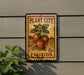 A sign for Plant City, Florida, featuring a strawberry illustration and the text "PLANT CITY 6c FLORIDA".