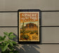 A vintage-style postage stamp depicting the scenic landscape of the Apache Junction in Arizona, with a cactus and mountains in the background.