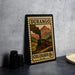 A framed vintage-style postage stamp depicting a train on a mountain, with the text "DURANGO COLORADO 8c" printed on it.