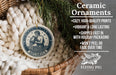 Ceramic ornaments, specifically Aquarius, are displayed in a wicker basket.