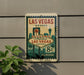 A vintage-style sign for Las Vegas, Nevada, featuring the iconic Las Vegas Strip and welcoming visitors to the city.