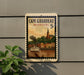 A vintage-style postage stamp from Missouri, featuring a steamboat on a river and a church steeple in the background.