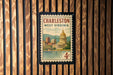 A vintage-style postage stamp from West Virginia featuring the Capitol Building in Charleston, with the text "CHARLESTON WEST VIRGINIA" prominently displayed.