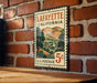 A vintage postage stamp from Lafayette, California, featuring a scenic landscape and the text "U.S. POSTAGE 5¢".