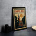 A metal poster or sign displaying the name "Chapel Hill North Carolina" and a depiction of a church, with a 6-cent value.