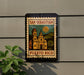 A sign displaying the name "SAN SEBASTIAN PUERTO RICO" with an illustration of a church and a sun in the background.