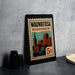 A framed stamp depicting a cityscape of Wisconsin, with the text "Wauwatosa Wisconsin" and a denomination of 5 cents.