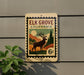 A sign for the Elk Grove, California, featuring a deer silhouette and a mountain landscape.
