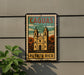 A vintage-style sign with the text "CAGUAS PUERTO RICO" and an illustration of a church with two towers, mounted on a wall.