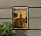 A sign that reads "Brownsville, Texas" with a building illustration and a 5 cent denomination.