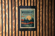 A vintage-style stamp or sign with the text "WOODBURY MINNESOTA" displayed on a wooden wall.