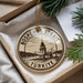 A circular ornament with a drawing of a lighthouse and a bridge, surrounded by the text "BOSPORUS Straat" and "TURKEYE".