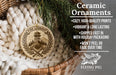 Ceramic ornaments, a wicker basket, and a pine branch are featured in the image.