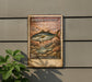 A weathered, vintage-style postage stamp depicting a fish, mounted on a wall next to a plant.