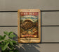 a framed stamp-like artwork depicting a halibut fish, with the text "20¢ HALIBUT U.S. POSTAGE PACIFIC" printed on it.