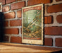A vintage-style postage stamp featuring a fish, likely a leopardfish, against a brick wall background.