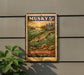 A vintage-style metal sign with a painting of a musky fish and the text "Musky 5¢" is displayed on a wall.