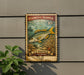 A vintage-style postage stamp featuring a yellowtail snapper fish, mounted on a wall next to a plant.