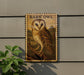 a barn owl, a type of owl, perched on a branch.