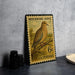 A metal postage stamp featuring a mourning dove, with the text "MOURNING DOVE" and "6c" printed on it.