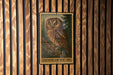 Northern Saw-Whet Owl Vintage Stamp Style Metal Sign, Owl Wall Decor, Bird Lover Gift, Woodland Wildlife Cabin Sign