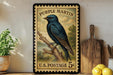 Purple Martin Vintage Stamp Style Metal Sign, Purple Martin Bird Decor, Backyard Birding Gift, Nature Wildlife Wall Sign