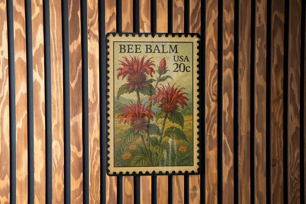 A vintage 20c United States postage stamp featuring a floral design with red flowers and green leaves.