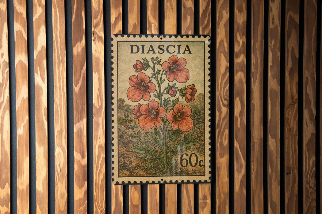 A vintage postage stamp featuring a floral illustration and the denomination of 60 cents.