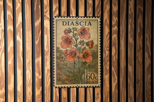 A vintage postage stamp featuring a floral illustration and the denomination of 60 cents.