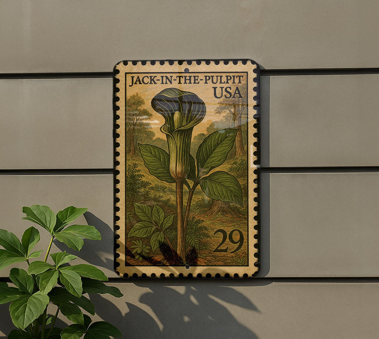 A postage stamp featuring a Jack-in-the-Pulpit plant from the United States, with the number 29 printed on it.