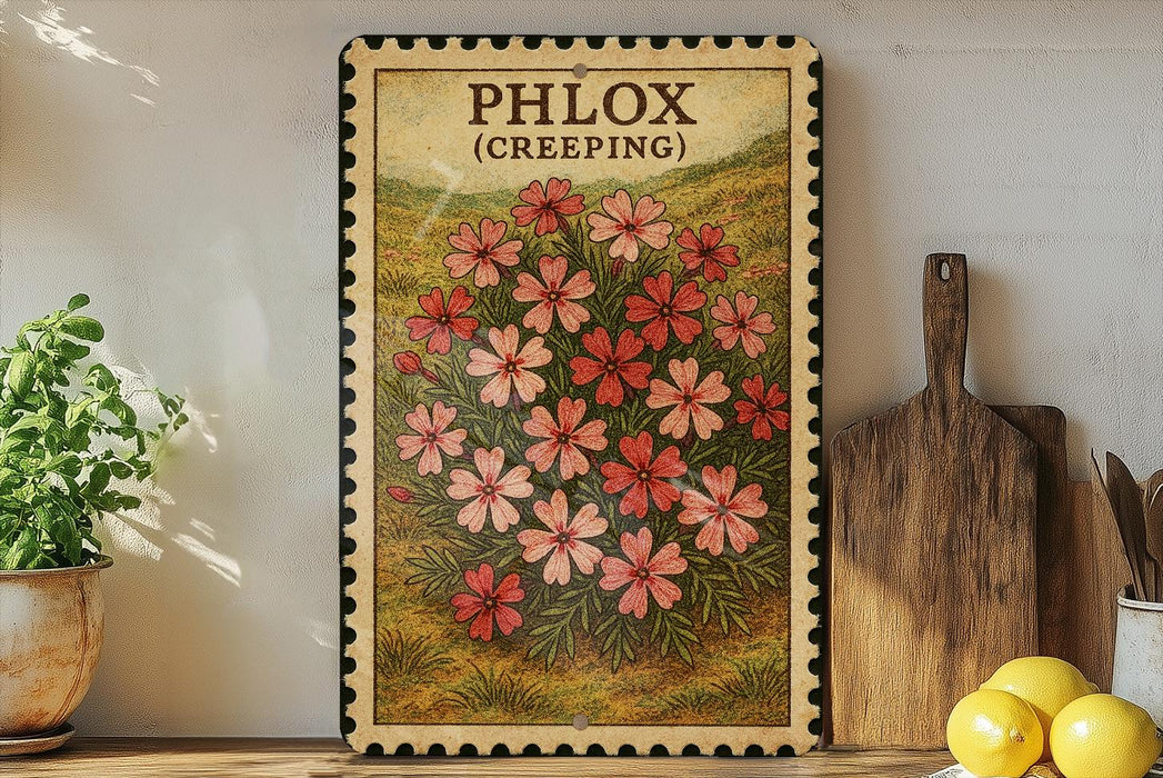 a vintage-style stamp with a floral design, placed on a wooden surface next to a wooden cutting board and some lemons.