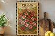 a vintage-style stamp with a floral design, placed on a wooden surface next to a wooden cutting board and some lemons.