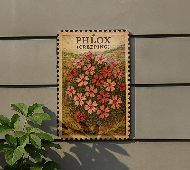 a wooden sign with a floral design, mounted on a wall next to a plant.