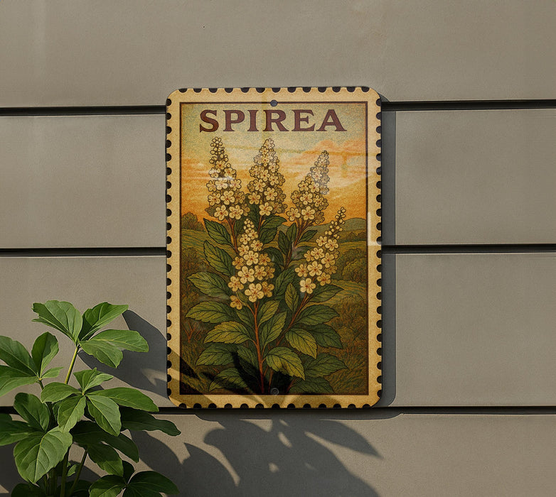 a vintage-style poster of a plant with yellow flowers, hanging on a wall next to a plant.