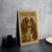 a framed illustration of a Cavalier King Charles Spaniel dog, which is a type of dog breed.
