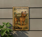a 10 Norfolk Terrier dog standing in a field, depicted in a stamp-like frame.