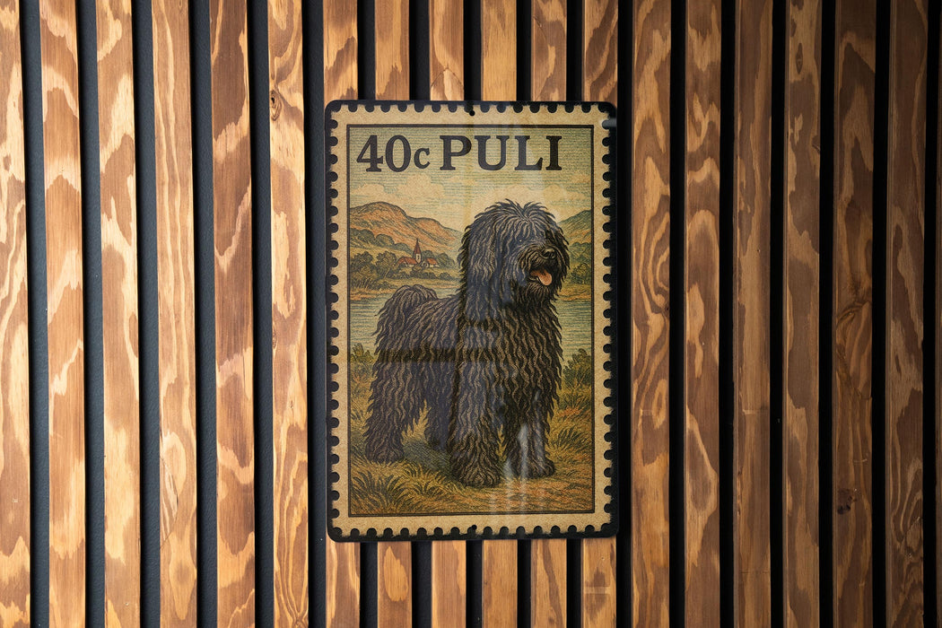 a large, shaggy dog standing in a grassy field.
