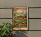 A postage stamp featuring a salvelinus alpinus fish, which is a type of Arctic char, is displayed on a wall.
