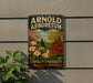 A vintage-style sign for the Arnold Arboretum, a Harvard University campus in Massachusetts, with a colorful illustration of a garden and trees.