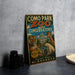 A vintage-style sign for Como Park Zoo and Conservatory in Minnesota, featuring illustrations of various animals such as a tiger, giraffe, and polar bear.