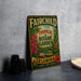 a vintage-style sign for the Fairchild Tropical Botanic Garden in Florida, with a tropical garden scene and various plants and flowers.