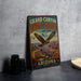 A vintage metal sign advertising Grand Canyon Hawk Watch, featuring an illustration of a hawk in flight over the Grand Canyon.